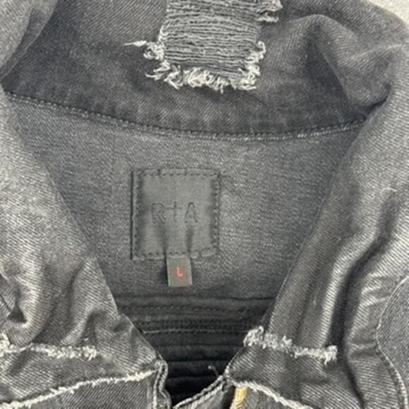 RtA Jacket Black Distressed Denim Moto Size Large - Picture 5 of 7
